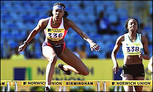 Natasha Danvers gets into her stride in the 400m hurdles