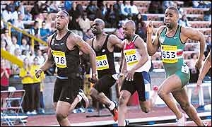 Mark Lewis-Francis (left) lead home the field in Birmingham