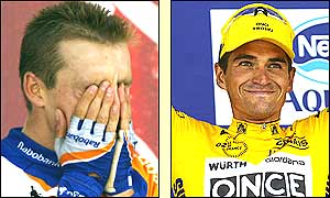 Kroon of Holland (left) wins stage eight, whilst Igor Gonzalez de Galdeano still leads