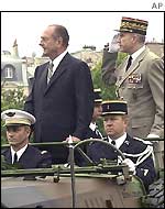 Jacques Chirac in open-top car