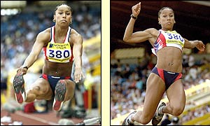 Britain's Jade Johnson in action in the long jump