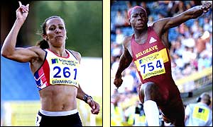 Kelly Holmes (left) and Phillips Idowu both won their events, the 1500m and triple jump respectively