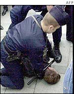 French police subdue attacker