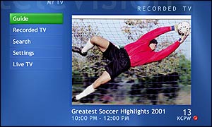 Screen grab of new Windows XP Media Center