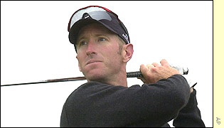 Duval in action during his practice round at Muirfield