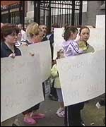 Residents protested outside Water Service offices
