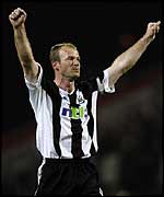 Alan Shearer hung up his boots for England but still plays for Newcastle