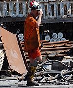 Miner finishing a shift on Tuesday