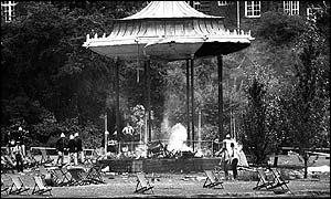 The exploded bandstand in Regents Park