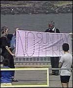 Sunday ferry protest