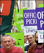 Workers march through York