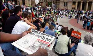 Striking staff in Birmingham