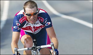 Patrice Halgand leads going into the town of Pau close to the end of stage 10