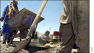 Rebuilding roads near Kabul