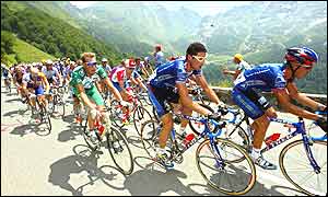 US Postal rides at the front of the peloton