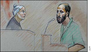 Zacarias Moussaoui before US District Judge Leonie Brinkema 