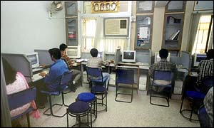 An Indian internet cafe