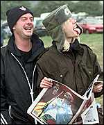With wife Zo� at Glastonbury in 2001