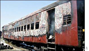 The torched down in Godhra, Gujarat