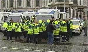 Paramedics protest in Belfast at continued attacks in the city