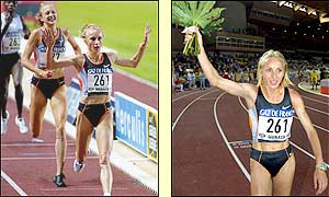 Szabo broke the European record and Britain's Paula Radcliffe (left) in second place broke the Commonwealth record