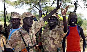 SPLA rebels after capture of Kapoeta, near border with Kenya and Uganda