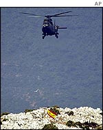 Spanish helicopter landing on Perejil