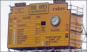 The leaderboard at Muirfield 