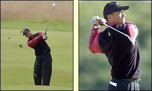 Woods starts the day on six over par