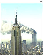 World Trade Center on fire
