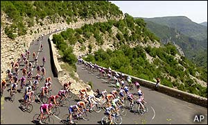 The pack stick close together outside Saint-Maurice-Navacelles 