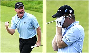 Gary Evans lets it all out as he seems to be making a challenge at the top of the leaderboard