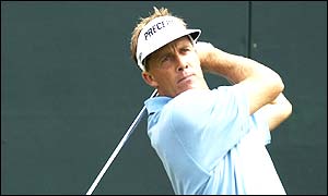 Stuart Appleby watches his tee shot