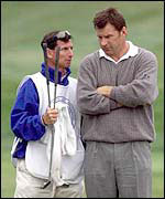 Nick Faldo with his psychologist Kjell Enhager