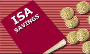 Cartoon of Isa savings book and money