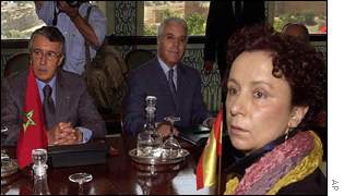 Morocco's Foreign Minister Mohamed Benaissa and his Spanish counterpart Ana Palacio