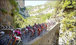 The cyclists get the chance to enjoy the beautiful French scenery during the gruelling stage