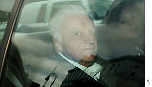 John Rigas, the founder of cable television giant Adelphia Communications, is driven into federal court in Manhattan
