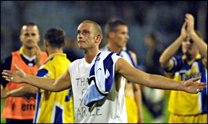 Jamie Moralee of Barry Town after last season's 8-0 defeat to Porto