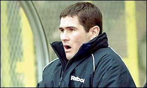 Nigel Clough watches his team dug-out