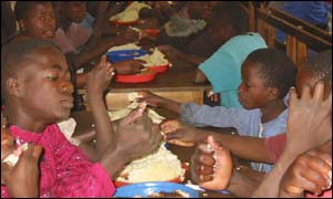 Children at a feeding centre