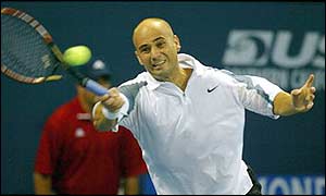 Andre Agassi goes for victory