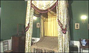 Lord Byron's quilt on a bed in Newstead Abbey
