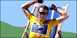 Lance Armstrong is winning the Tour de France at a canter