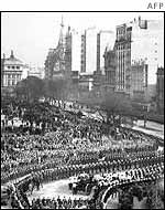 Eva Peron's funeral cortege