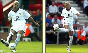 Rio Ferdinand shows off some of his skills on his Manchester United debut