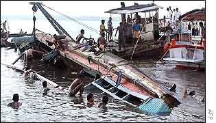 Capsized boat