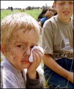 Many children lost contact with their parents in the subsequent confusion