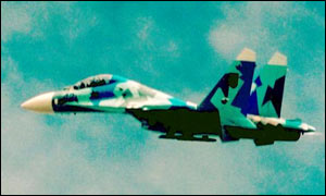 The SU 27 flying at the air show minutes before it crashed