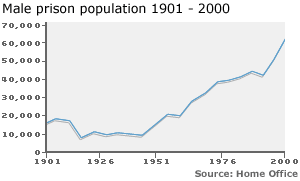 Male prison population in the 20th century